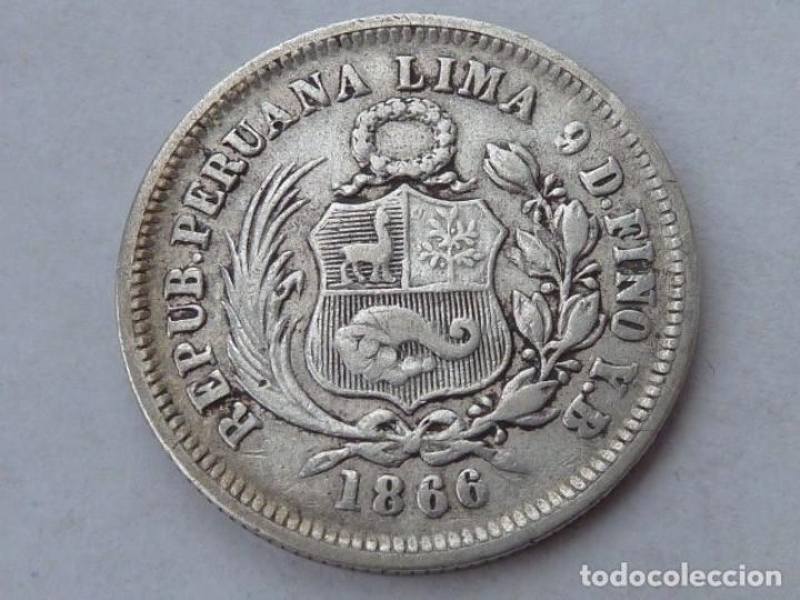 Perú Un Quinto De Sol 1869 Plata Escaso 